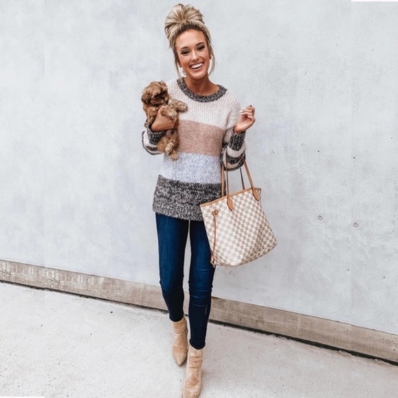 American Eagle Rugby Stripe Sweater Chunky Knit M